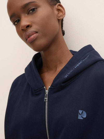 MBRC@TOMTAILOR SHORT BLUE SWEAT JACKET - WOMEN - ZIPPER VIEW