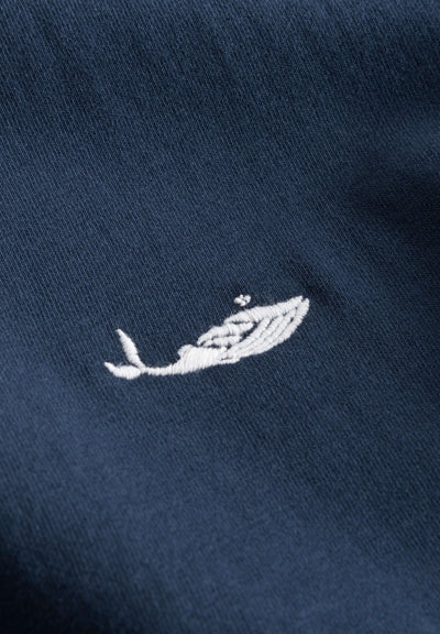 MBRC MEN SUSTAINABLE BLUE T-SHIRT "WHITE LOGO" - "WHALE" LOGO