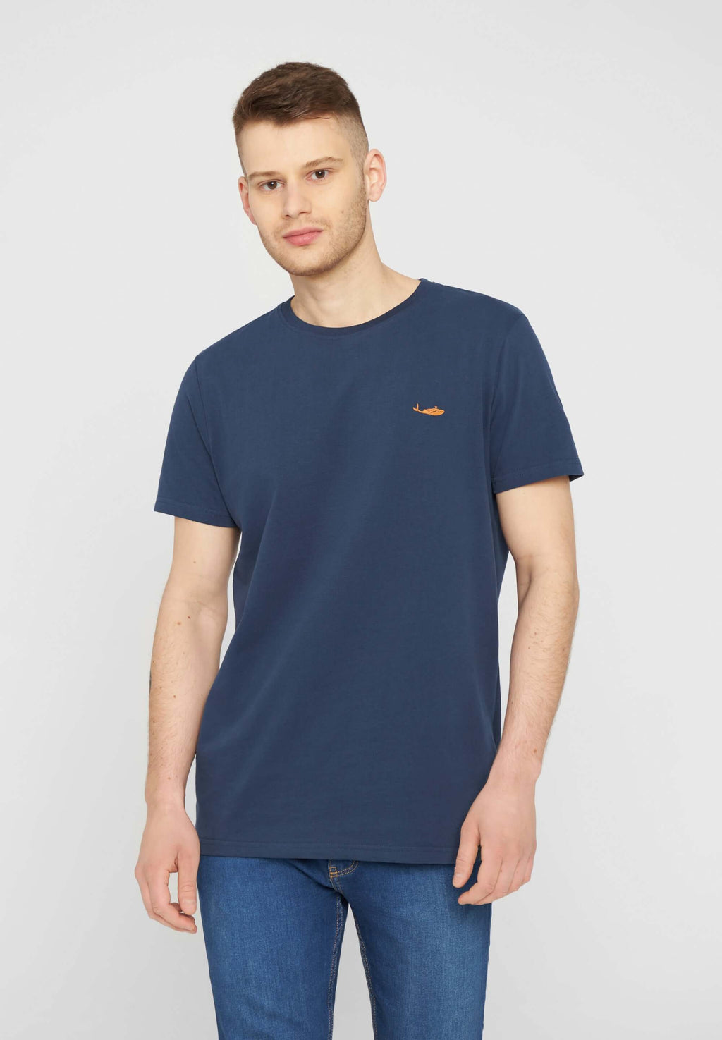 MBRC MEN BLUE T-SHIRT "ORANGE LOGO" - FRONTAL VIEW
