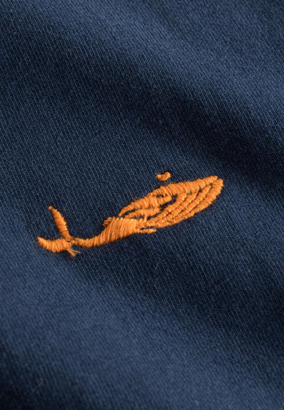 MBRC MEN SUSTAINABLE BLUE T-SHIRT "ORANGE LOGO" - "WHALE" LOGO