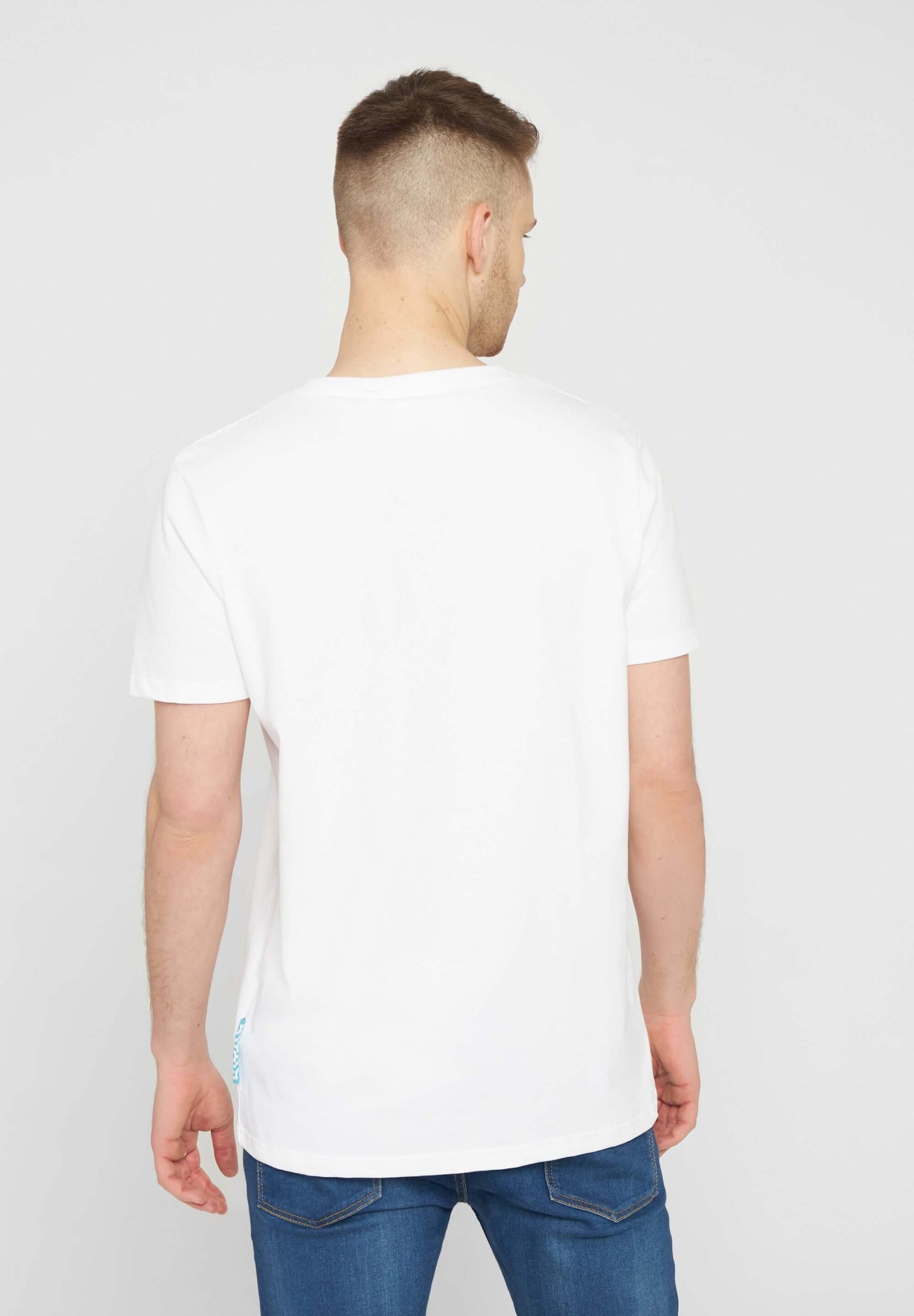 MBRC MEN SUSTAINABLE WHITE T-SHIRT "DARK BLUE LOGO" - BACK VIEW