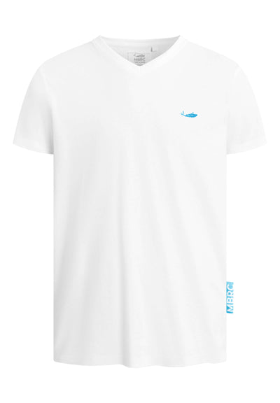 MBRC MEN SUSTAINABLE WHITE T-SHIRT "LIGHT BLUE LOGO" - FRONT