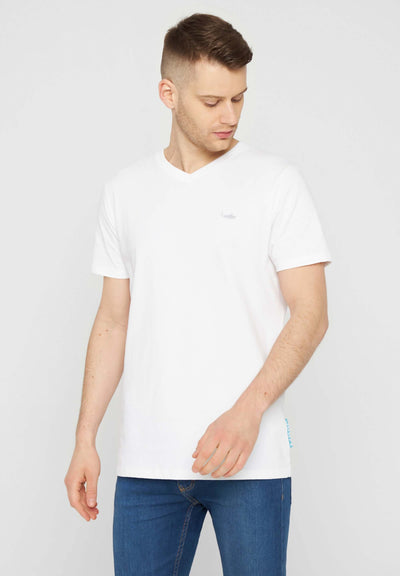 MBRC MEN SUSTAINABLE WHITE T-SHIRT "WHITE LOGO" - FRONTAL VIEW