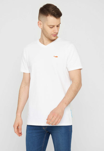 MBRC MEN SUSTAINABLE WHITE T-SHIRT "ORANGE LOGO" - FRONTAL VIEW