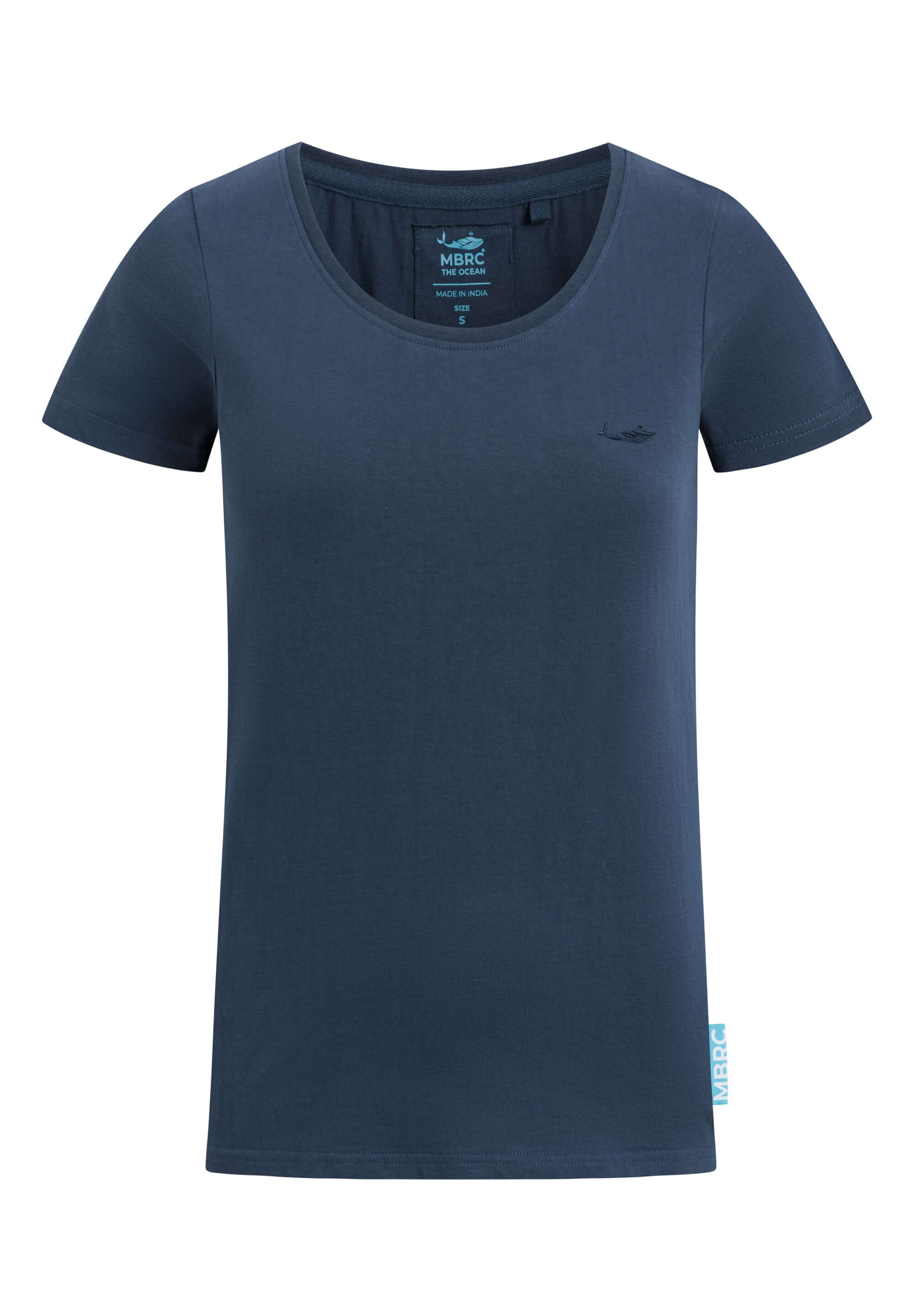 MBRC WOMEN BLUE ROUND NECK T-SHIRT "DARK BLUE LOGO" - FRONT