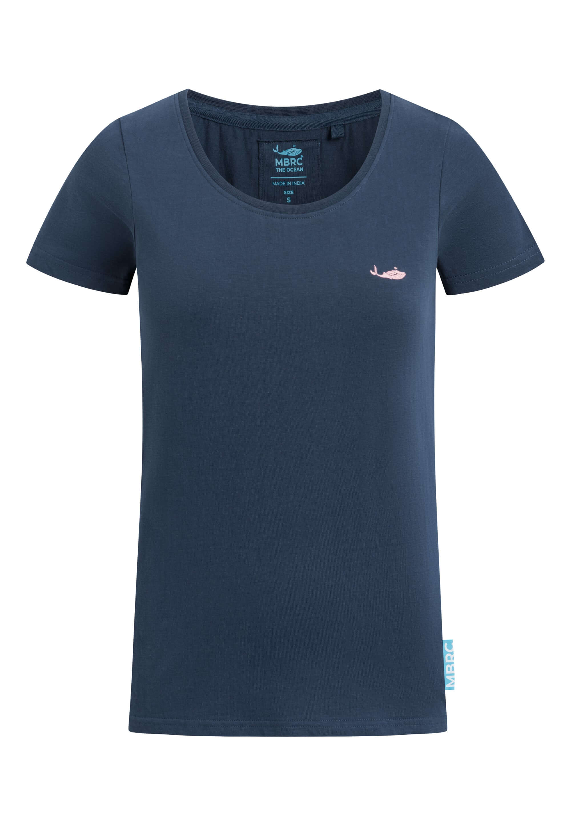 MBRC WOMEN BLUE ROUND NECK T-SHIRT "PINK LOGO" - FRONT