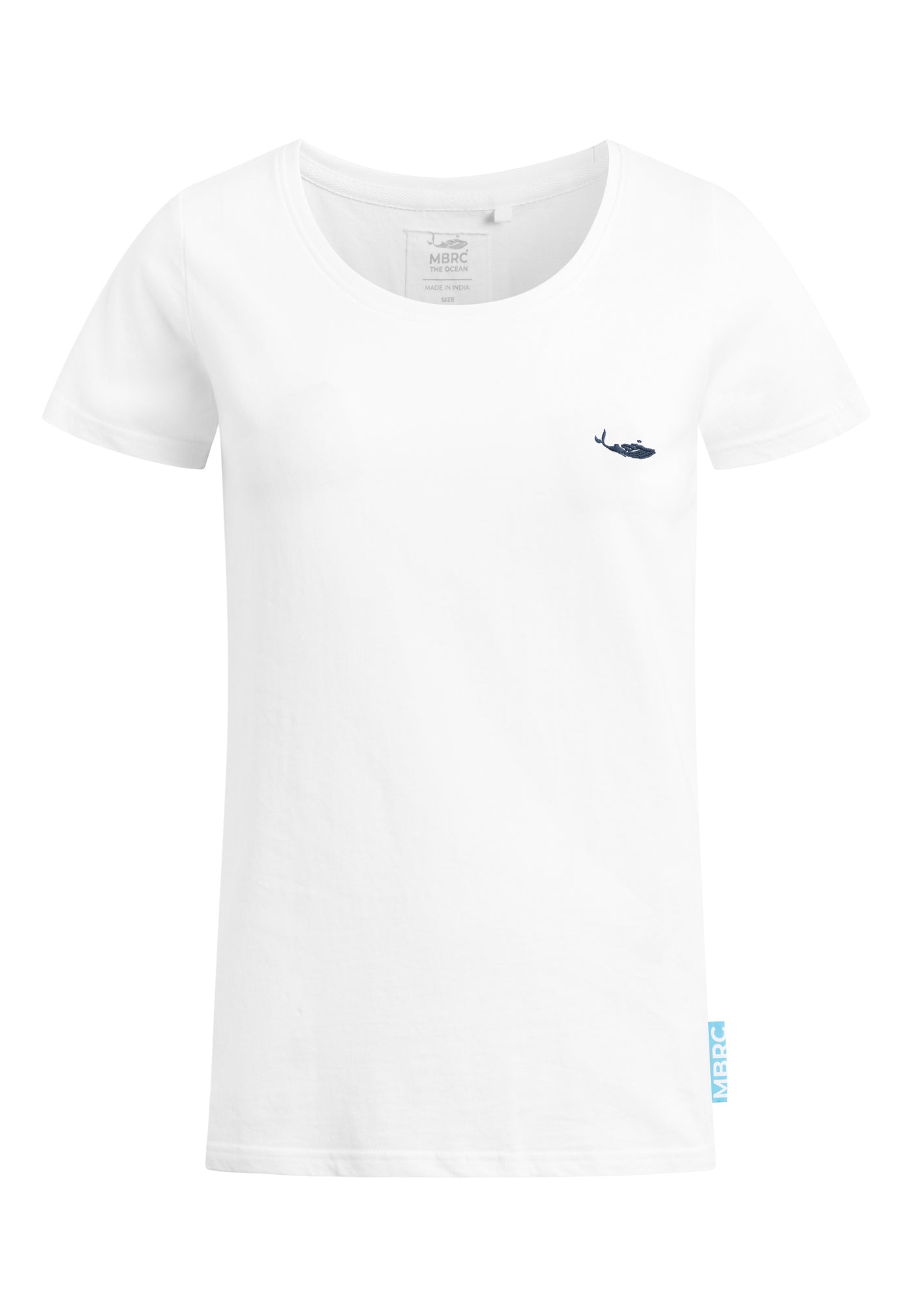 MBRC WOMEN SUSTAINABLE WHITE T-SHIRT "DARK BLUE LOGO" - FRONT