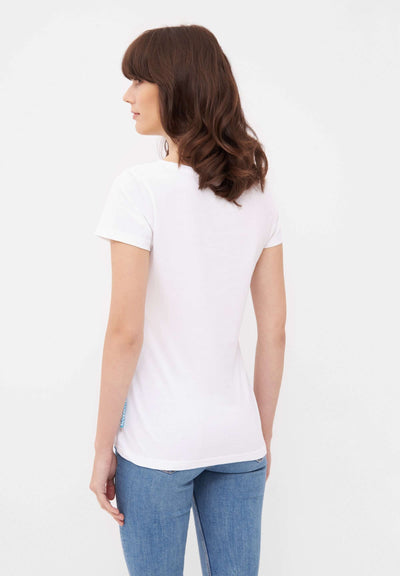 MBRC WOMEN SUSTAINABLE WHITE T-SHIRT "DARK BLUE LOGO" - BACK VIEW