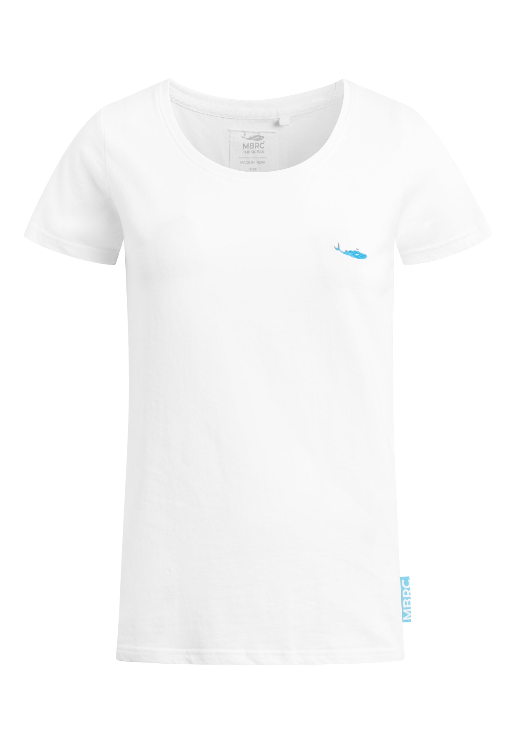 MBRC WOMEN WHITE T-SHIRT "LIGHT BLUE LOGO" - FRONT