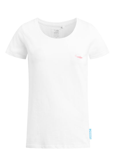 MBRC WOMEN SUSTAINABLE WHITE T-SHIRT "ORANGE LOGO" - FRONT