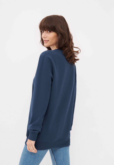 MBRC UNISEX OCEAN SWEATSHIRT BLUE "DARK BLUE LOGO" - BACK VIEW WOMAN