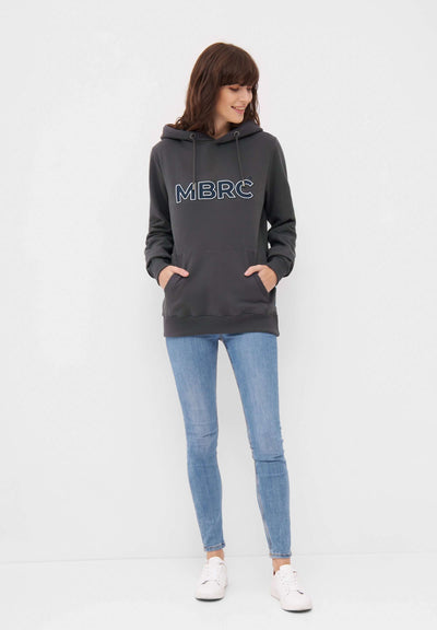 MBRC UNISEX SUSTAINABLE OCEAN HOODIE - FULL-BODY VIEW WOMAN