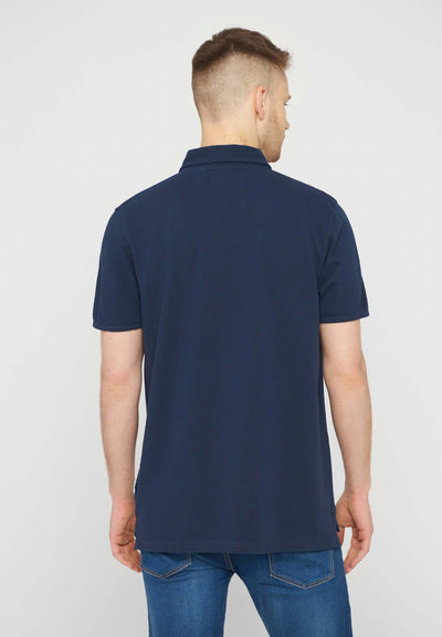 MBRC UNISEX SUSTAINABLE BLUE OCEAN POLO "WHITE LOGO" - BACK VIEW MEN