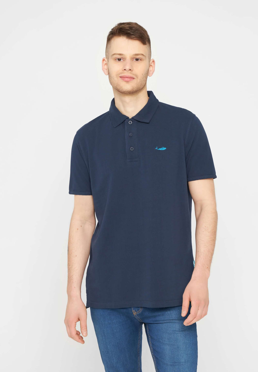 MBRC UNISEX BLUE OCEAN POLO "LIGHT BLUE LOGO" - FRONTAL VIEW MEN