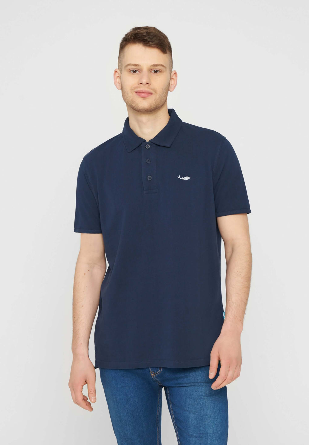 MBRC UNISEX BLUE OCEAN POLO "WHITE LOGO" - FRONTAL VIEW MEN