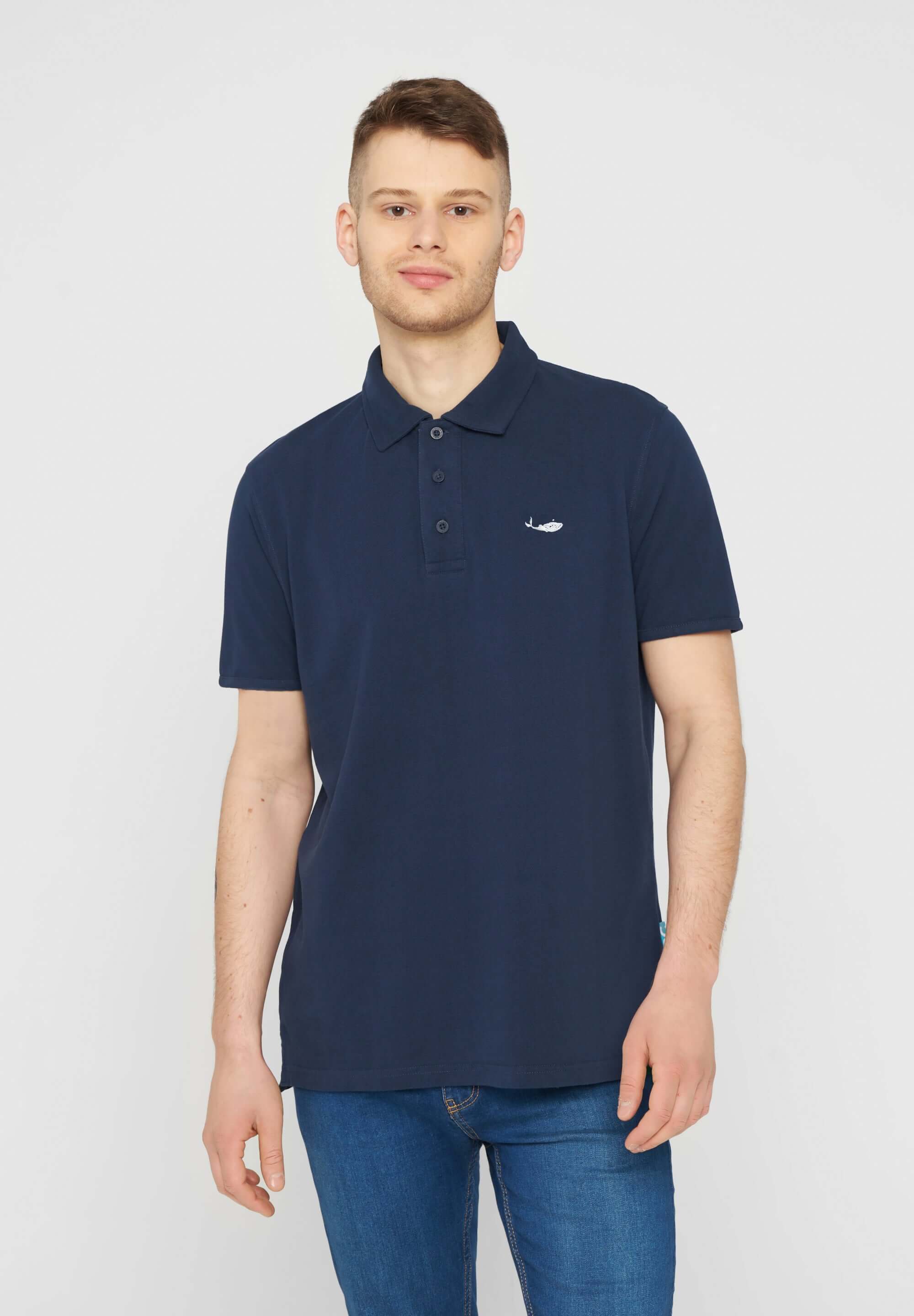 MBRC UNISEX BLUE OCEAN POLO "WHITE LOGO" - FRONTAL VIEW MEN