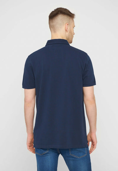 MBRC UNISEX SUSTAINABLE BLUE OCEAN POLO "WHITE LOGO" - BACK VIEW MEN