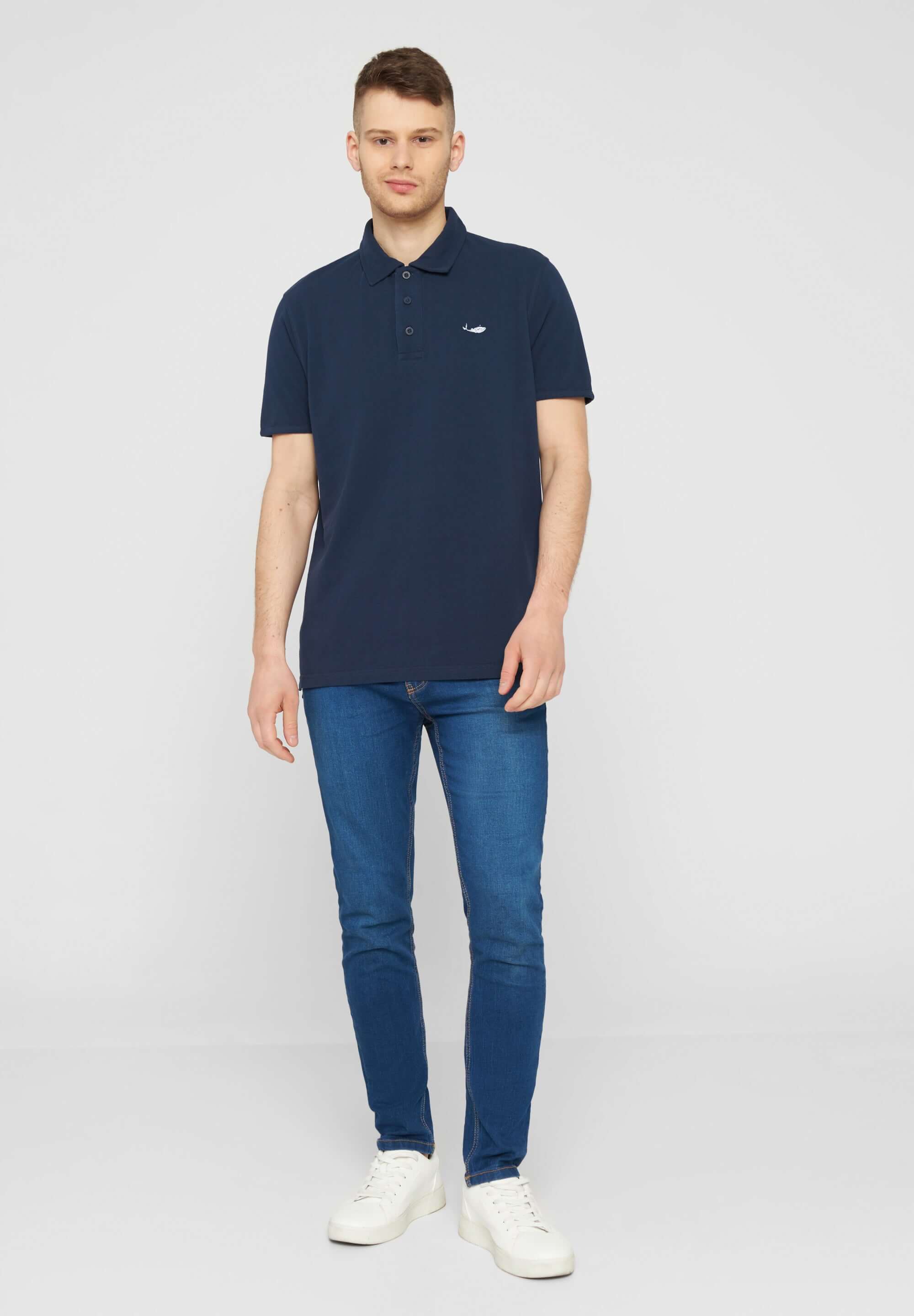 MBRC UNISEX BLUE OCEAN POLO "WHITE LOGO" - FULL BODY VIEW MEN
