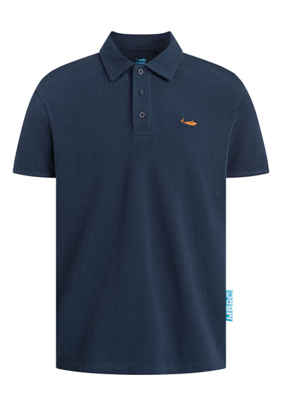 MBRC UNISEX SUSTAINABLE BLUE OCEAN POLO "ORANGE LOGO" - FRONT