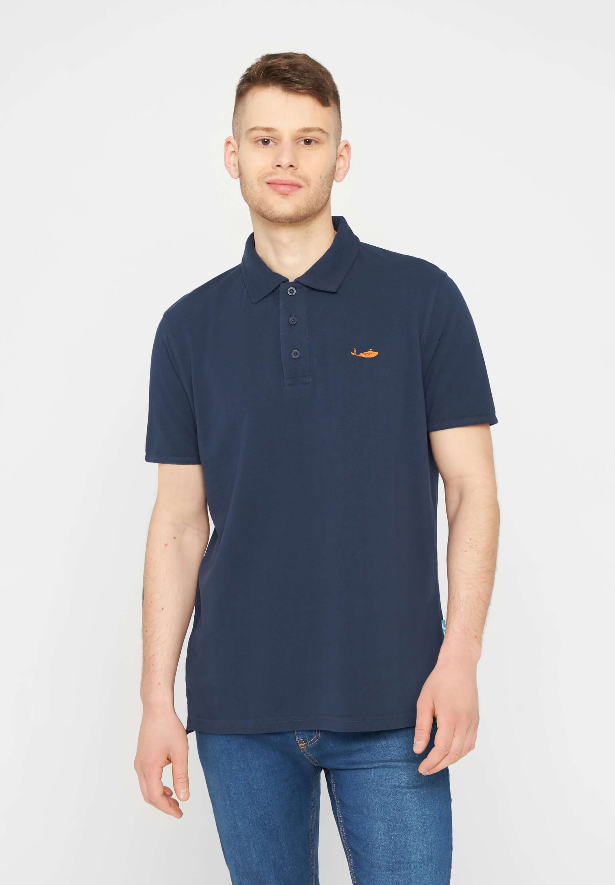 MBRC UNISEX BLUE OCEAN POLO "ORANGE LOGO" - FRONTAL VIEW MEN