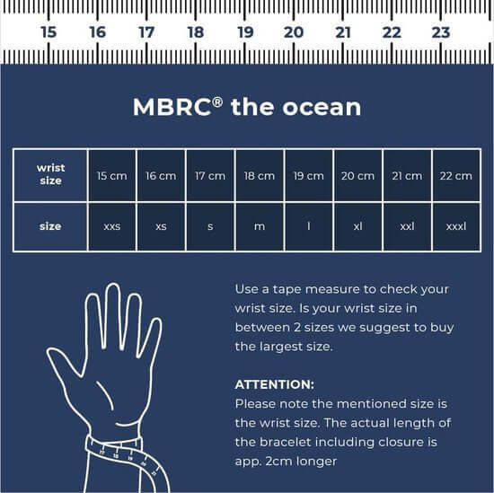 MBRC ATLANTIC BOTTLE BRACELET SIZE CHART