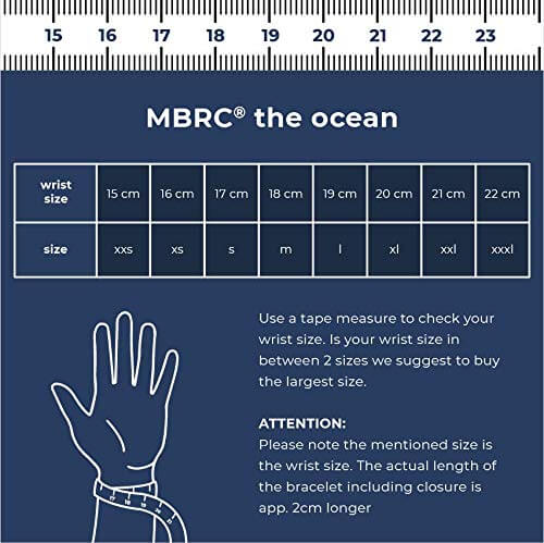 MBRC DOUBLE ROPE OCEAN BRACELET "DOUBLE BLUE" SIZE CHART